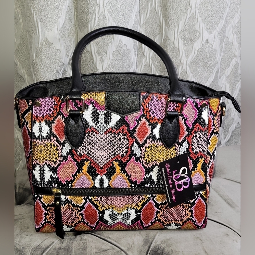 Faux Leather Snakeskin Pattern Handbag